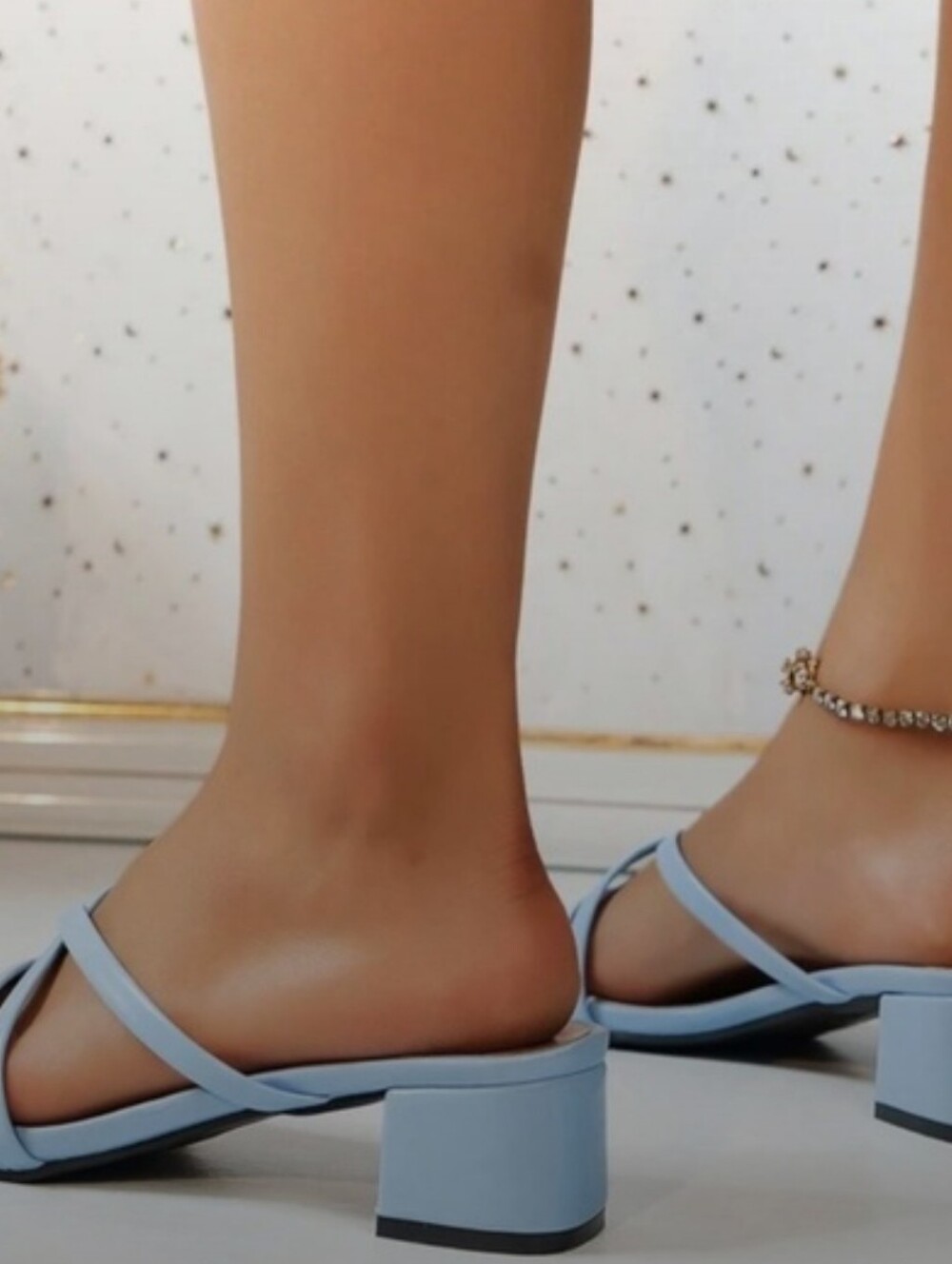 Women’s Strappy Square-Toe Slide Sandals - Light Blue Size 42 Us 10 - Picture 4 of 5